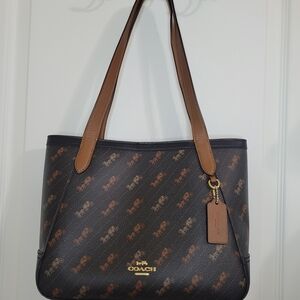 Coach Brown and Black Signature Tote Bag